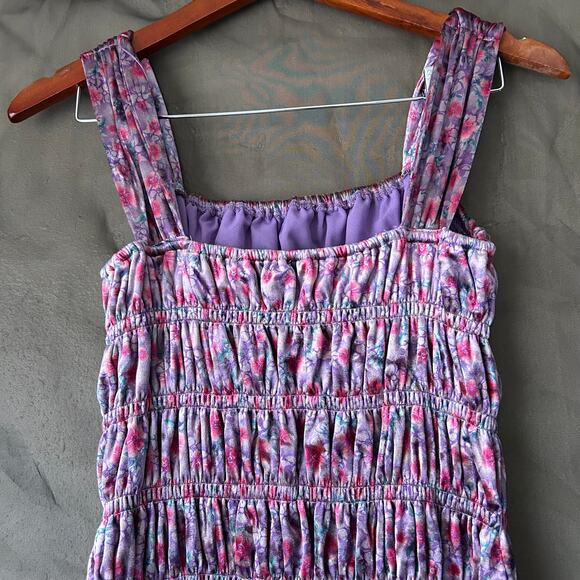 English Factory Purple Floral Smocked Mini Dress Size Small - Picture 7 of 9